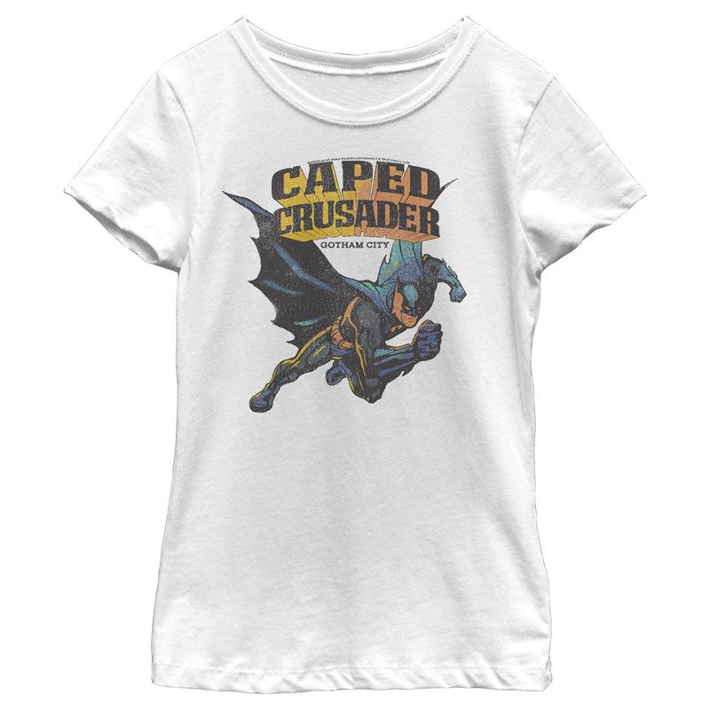 Girl's Batman Caped Crusader Gotham City Distressed T-Shirt