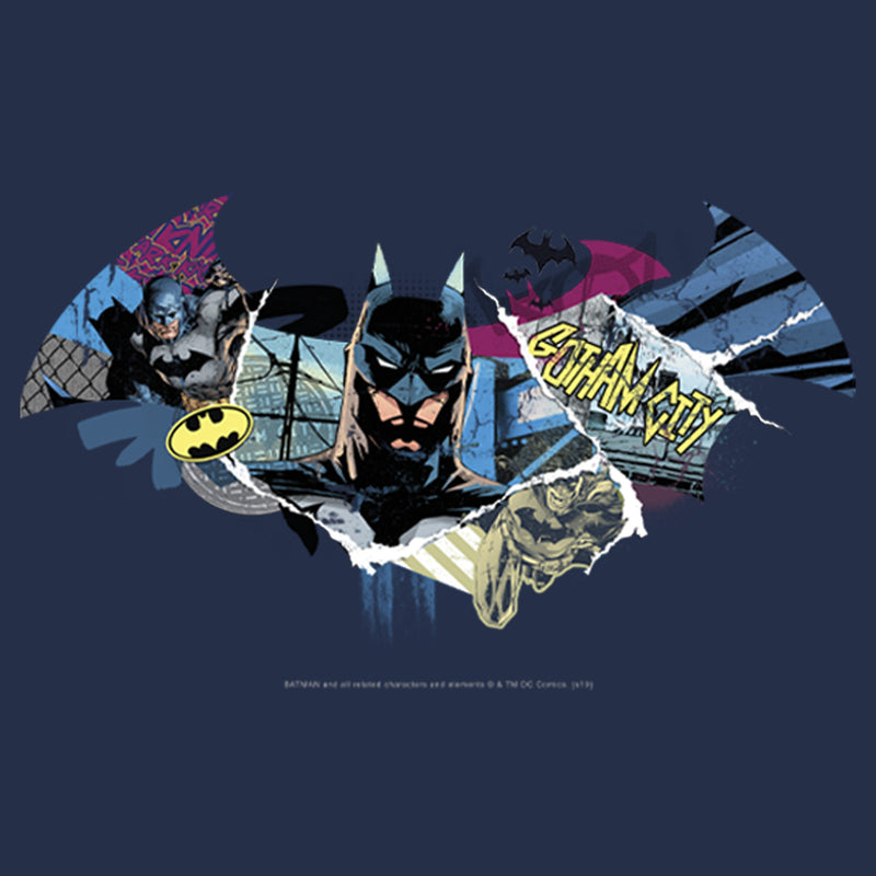 Men's Batman Shield Logo Classic Hero Collage T-Shirt