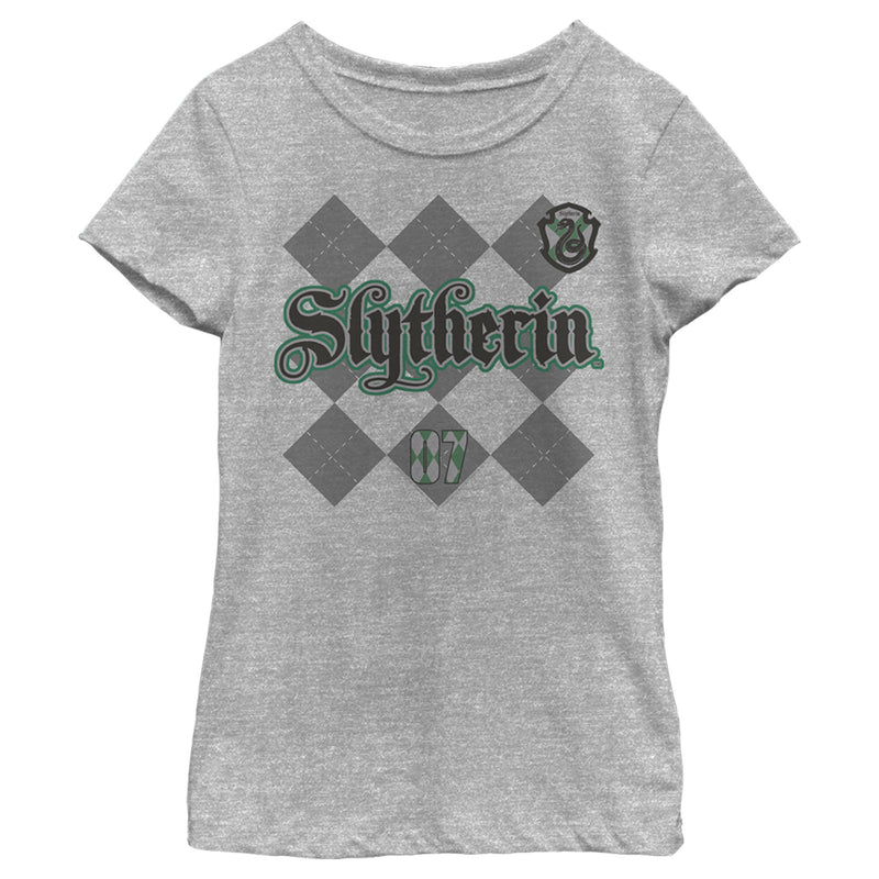 Girl's Harry Potter Slytherin Argyle Print T-Shirt