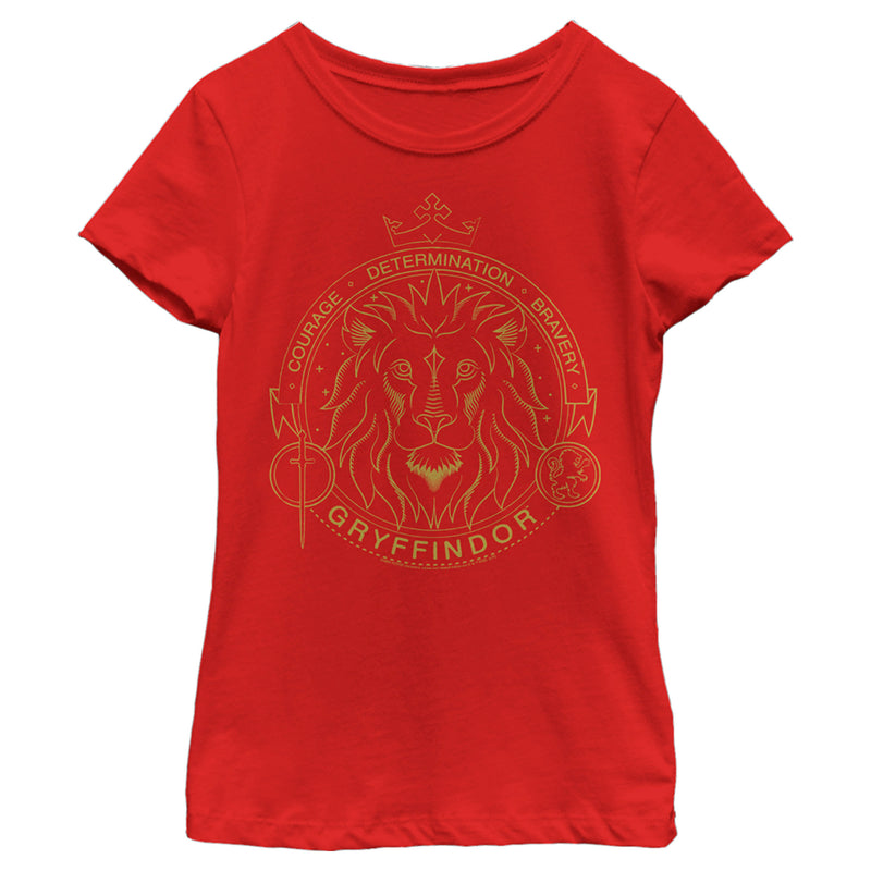 Girl's Harry Potter Gryffindor Line Art Seal T-Shirt