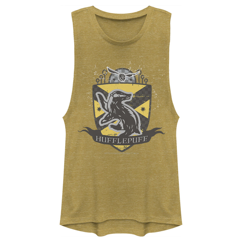 Junior's Harry Potter Hufflepuff Snitch Crest Festival Muscle Tee