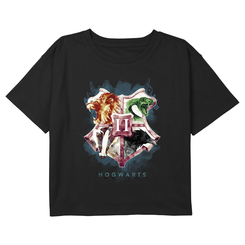 Girl's Harry Potter Hogwarts Watercolor House Symbols T-Shirt