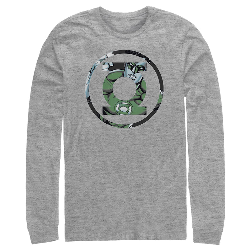 Men's Green Lantern Green Filled Logo Long Sleeve Shirt