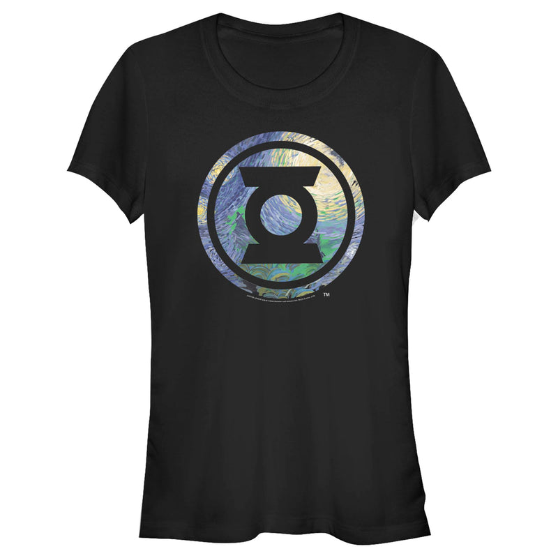 Junior's Green Lantern Starry Night Lantern Logo T-Shirt