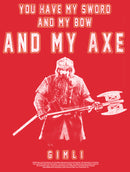 Men's The Lord of the Rings Fellowship of the Ring Gimli You Have My Sword and My Bow and My Axe T-Shirt