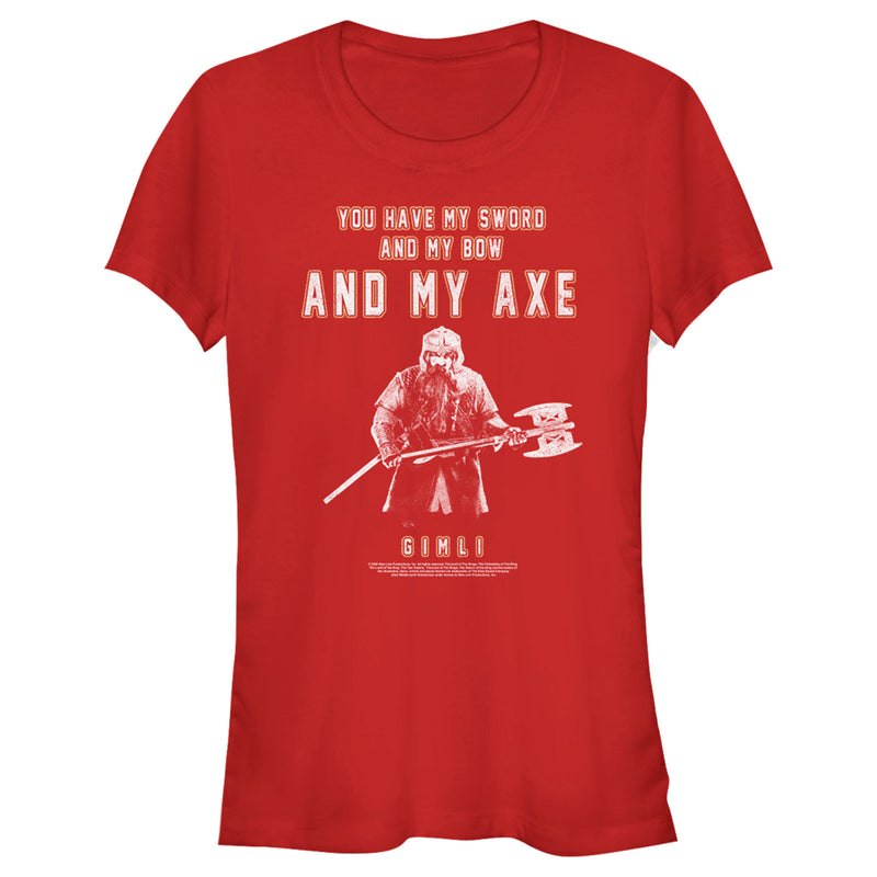 Junior's The Lord of the Rings Fellowship of the Ring Gimli You Have My Sword and My Bow and My Axe T-Shirt