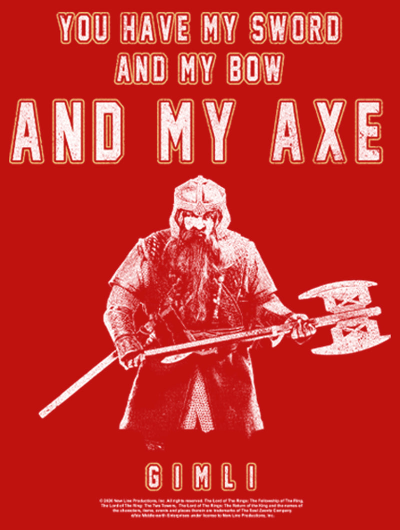 Junior's The Lord of the Rings Fellowship of the Ring Gimli You Have My Sword and My Bow and My Axe T-Shirt