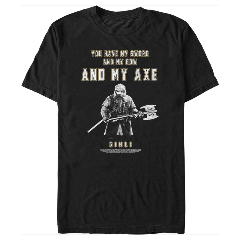 Men's The Lord of the Rings Fellowship of the Ring Gimli You Have My Sword and My Bow and My Axe T-Shirt