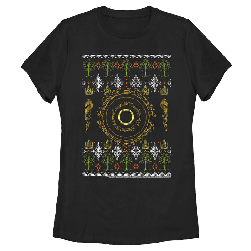 Women's The Lord of the Rings Fellowship of the Ring Christmas Sweater Ring T-Shirt