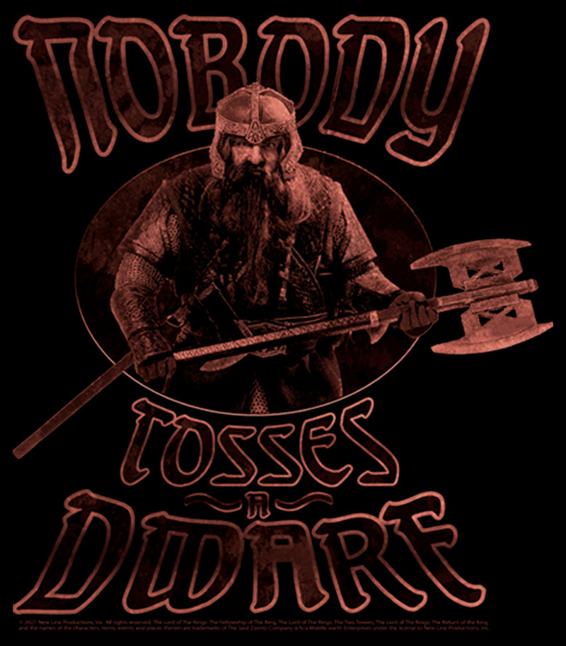 Junior's The Lord of the Rings Gimli Nobody Tosses a Dwarf T-Shirt