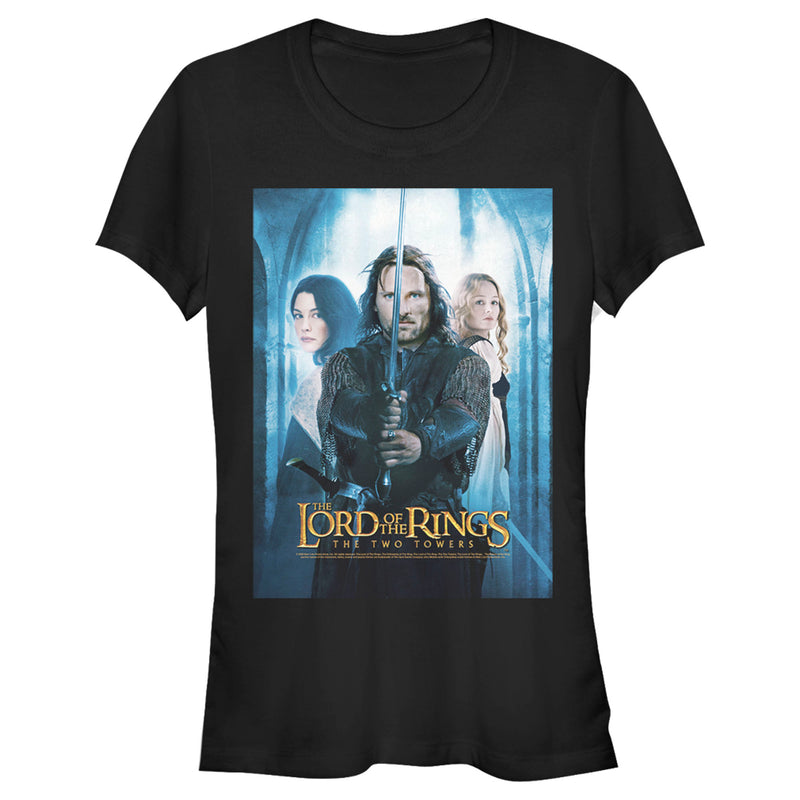 Junior's The Lord of the Rings Two Towers Aragorn Arwen and Galadriel Logo T-Shirt