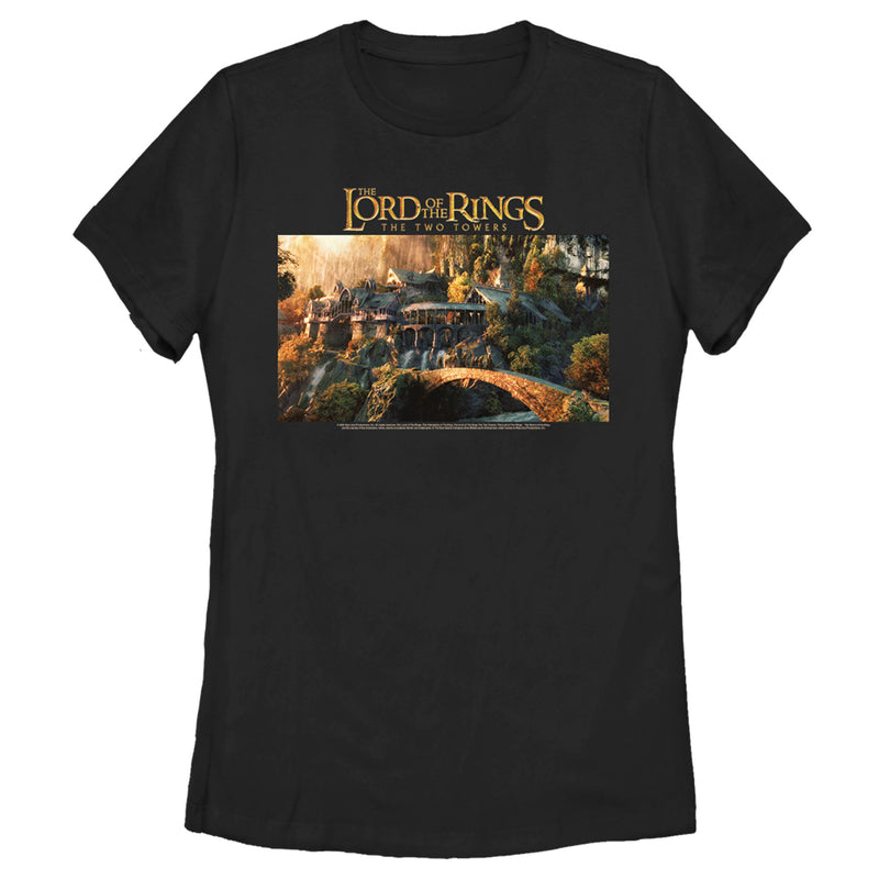 Women's The Lord of the Rings Two Towers Rivendell Scene T-Shirt