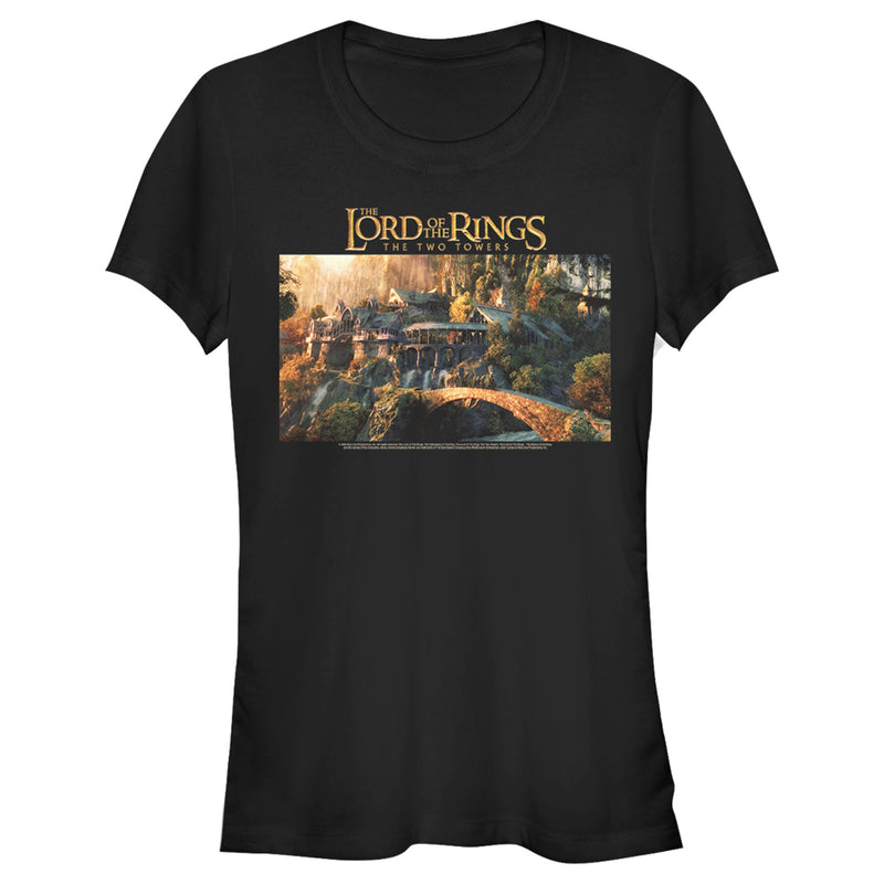 Junior's The Lord of the Rings Two Towers Rivendell Scene T-Shirt