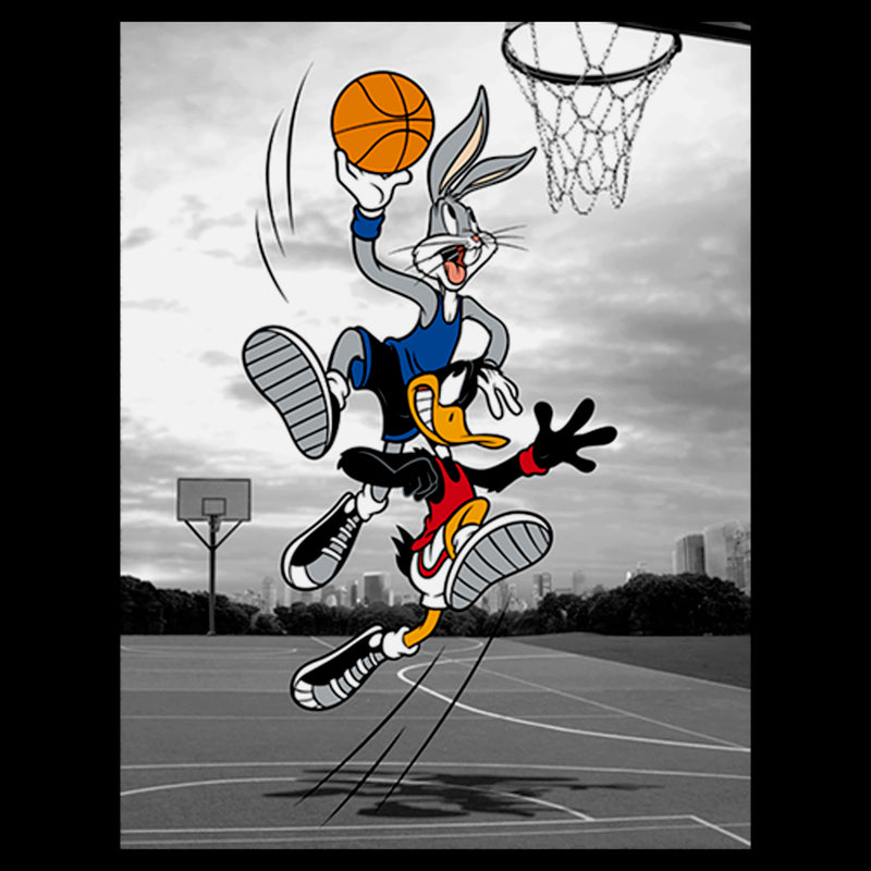 Men's Looney Tunes Bugs Bunny and Daffy Duck Basketball Game T-Shirt