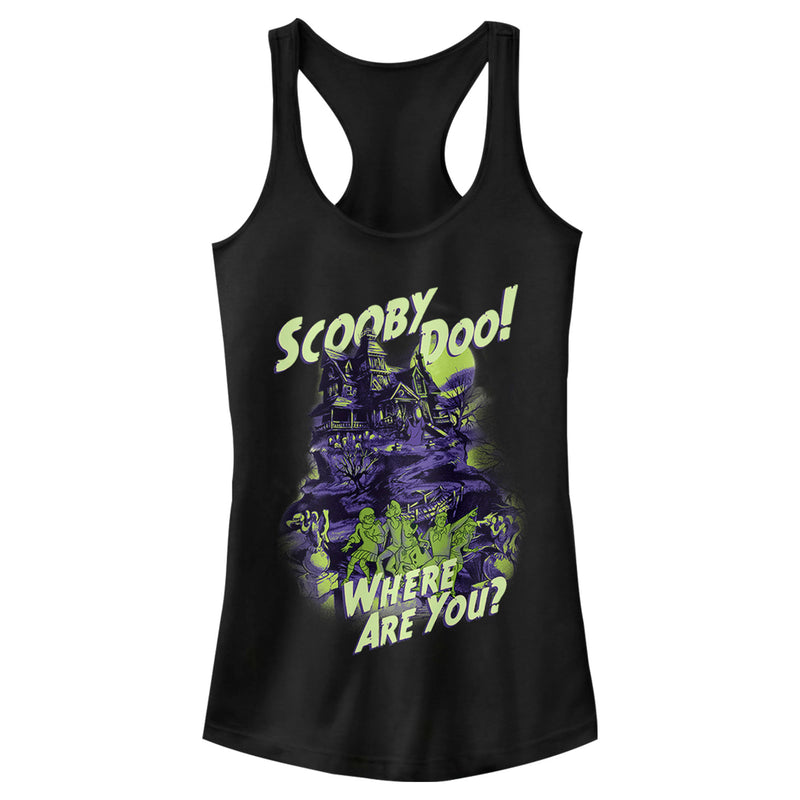 Junior's Scooby Doo Haunted House Racerback Tank Top