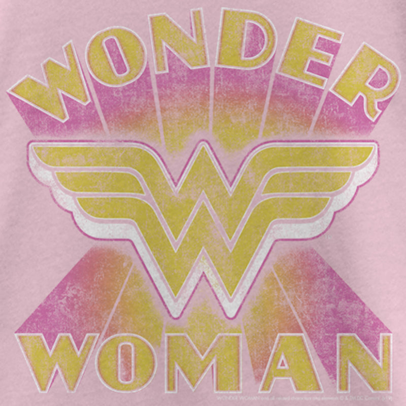 Girl's Wonder Woman Distressed Yellow Logo T-Shirt