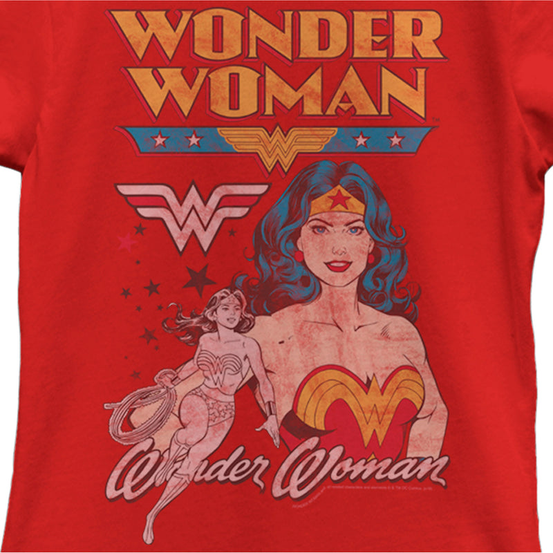 Girl's Wonder Woman Distressed Poster T-Shirt