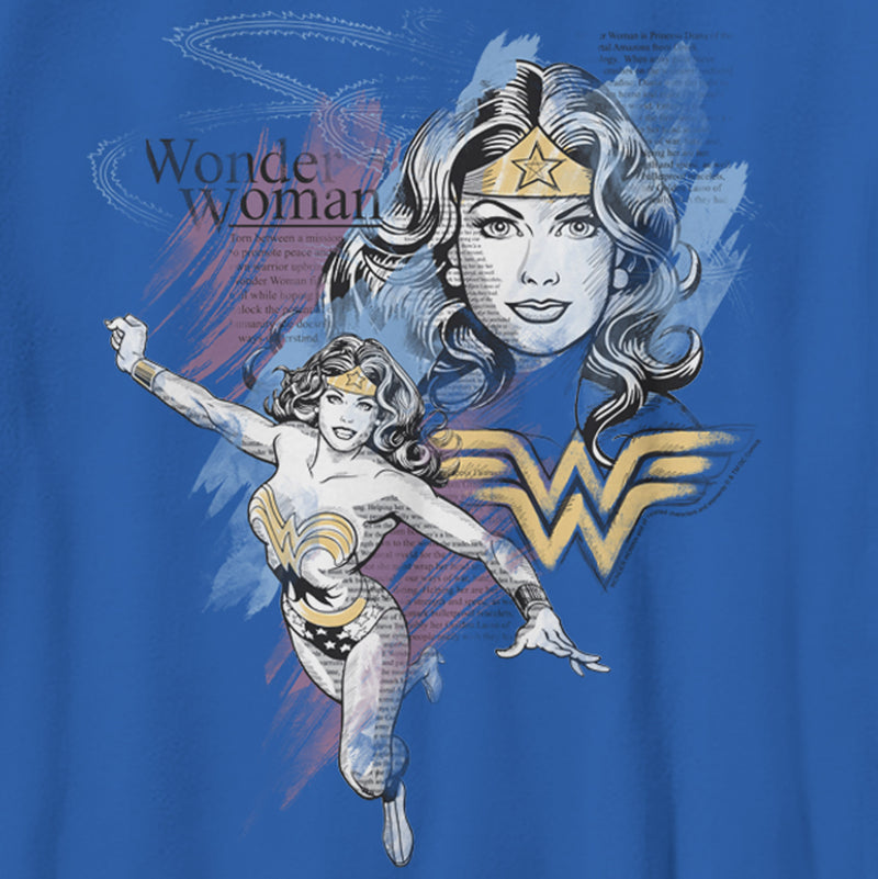 Boy's Wonder Woman Pastel Newspaper T-Shirt