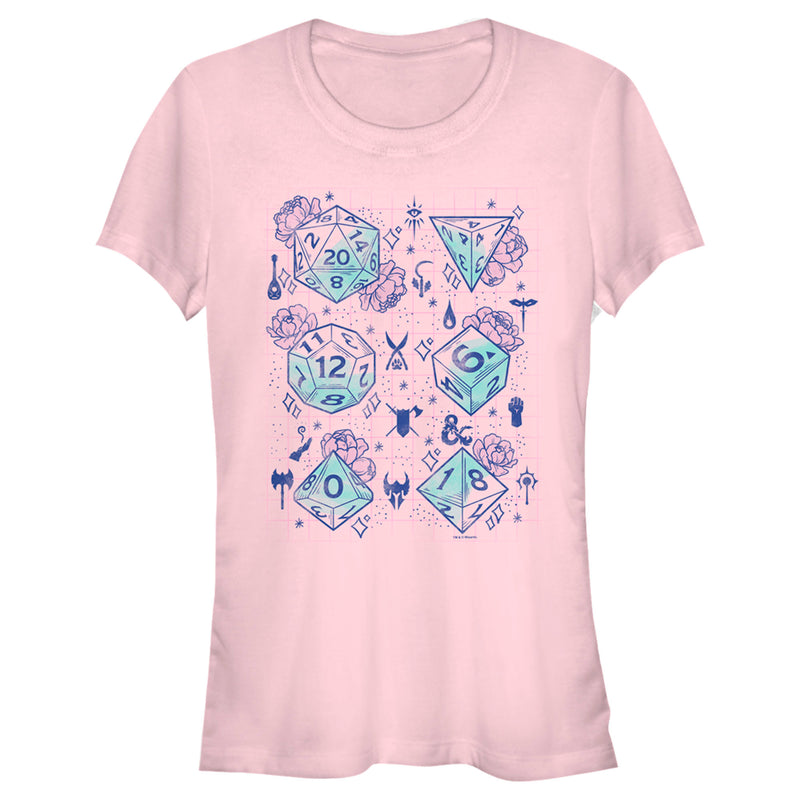 Junior's Dungeons & Dragons Pastel Floral Dice T-Shirt