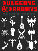 Women's Dungeons & Dragons Select Class 8-bit Pixel Symbols T-Shirt
