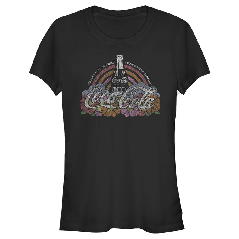 Junior's Coca Cola Unity Distressed Rainbow Logo T-Shirt