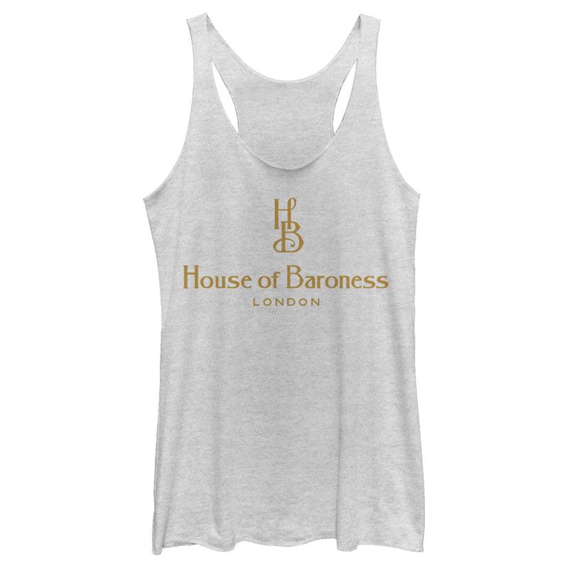 Women's Cruella House of Baroness London Logo Gold Racerback Tank Top