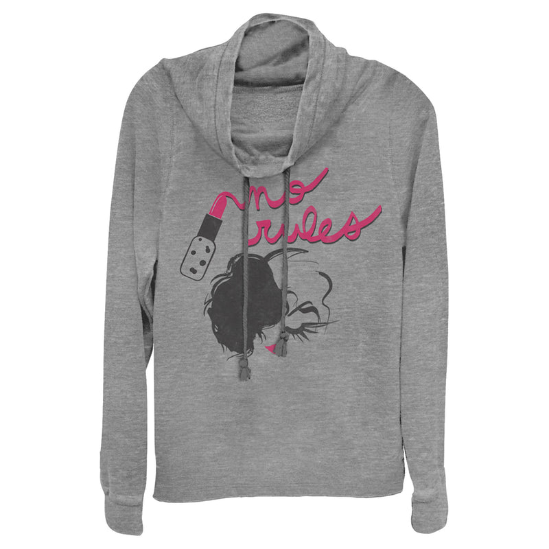 Junior's Cruella No Rules Fashion Sketch Cowl Neck Sweatshirt