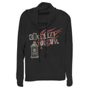 Junior's Cruella Spray Flames Logo Cowl Neck Sweatshirt