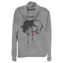 Junior's Cruella Red Lips Logo Cowl Neck Sweatshirt