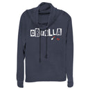 Junior's Cruella Lipstick Logo Cowl Neck Sweatshirt