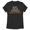 Women's Hocus Pocus Sanderson Sister Names T-Shirt