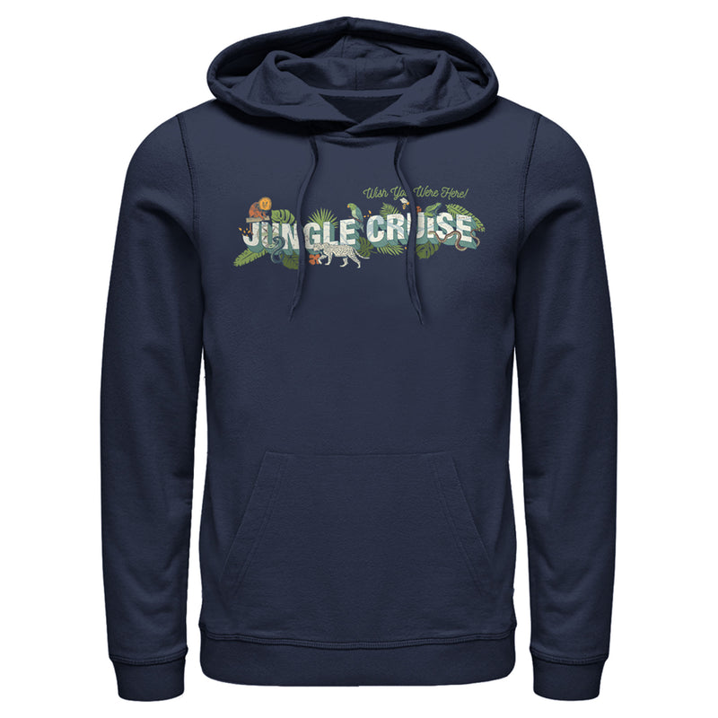 Men's Jungle Cruise Wish You Were Here Postcard Logo Pull Over Hoodie