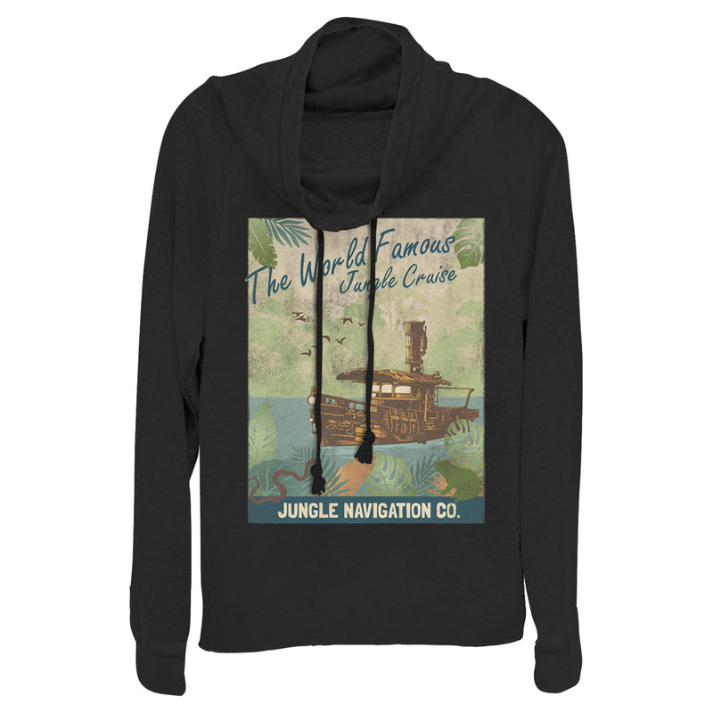 Junior's Jungle Cruise La Quila Retro Poster Cowl Neck Sweatshirt