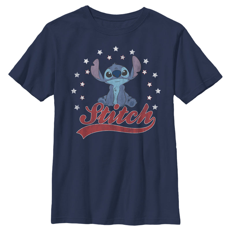 Boy's Lilo & Stitch Red, White, and Blue Stars T-Shirt