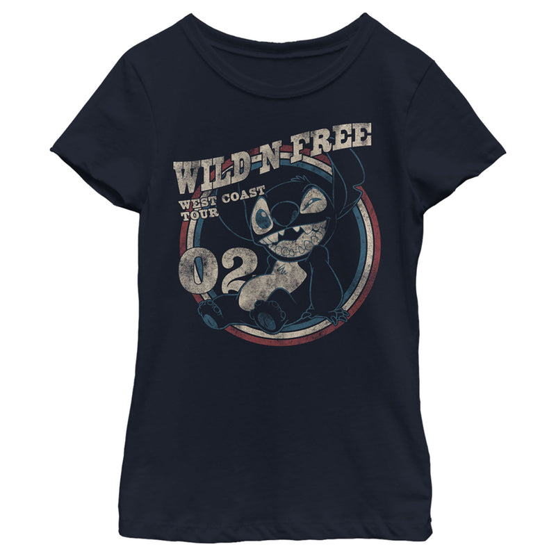Girl's Lilo & Stitch Distressed Wild and Free Tour T-Shirt