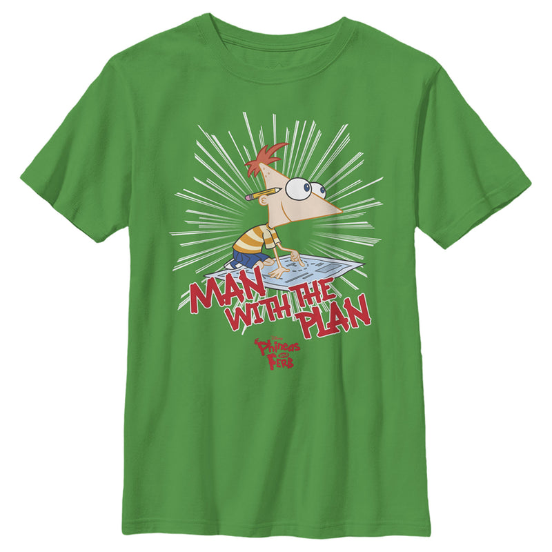 Boy's Phineas & Ferb Phineas and Ferb Man With Plan T-Shirt