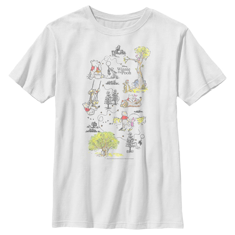 Boy's Winnie the Pooh Hundred Acre Woods Storybook Map T-Shirt