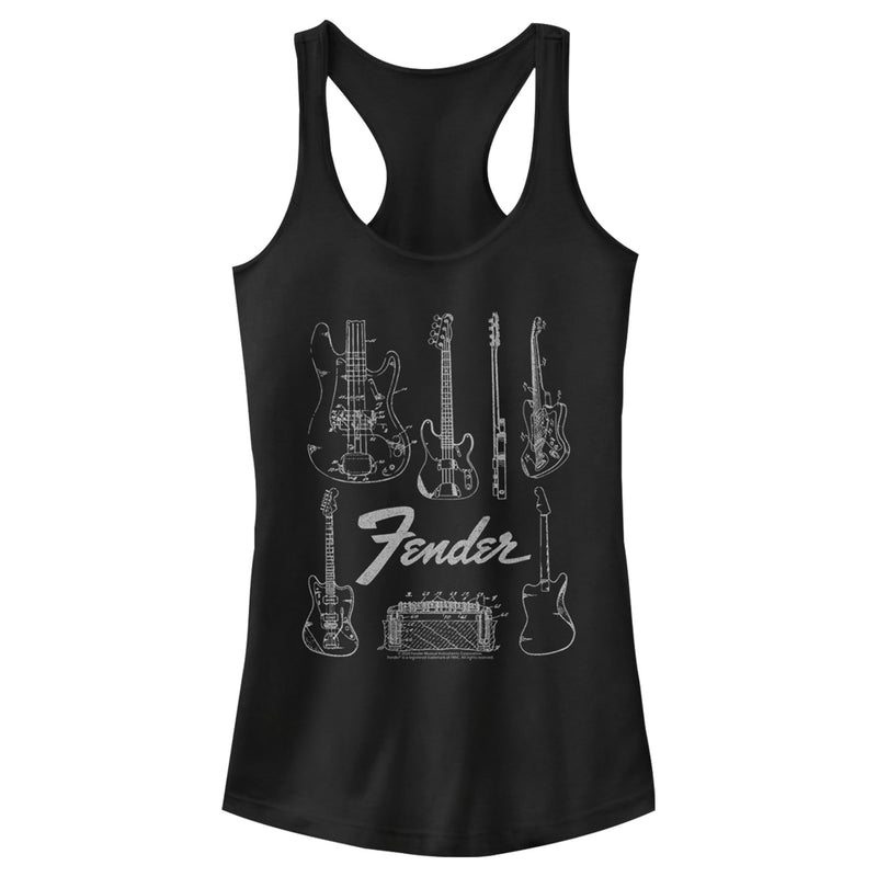 Junior's Fender Guitar Chart Racerback Tank Top