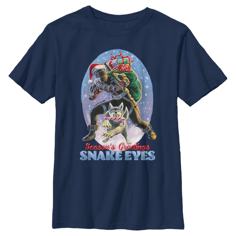 Boy's GI Joe Christmas Snake Eyes Season's Greetings T-Shirt
