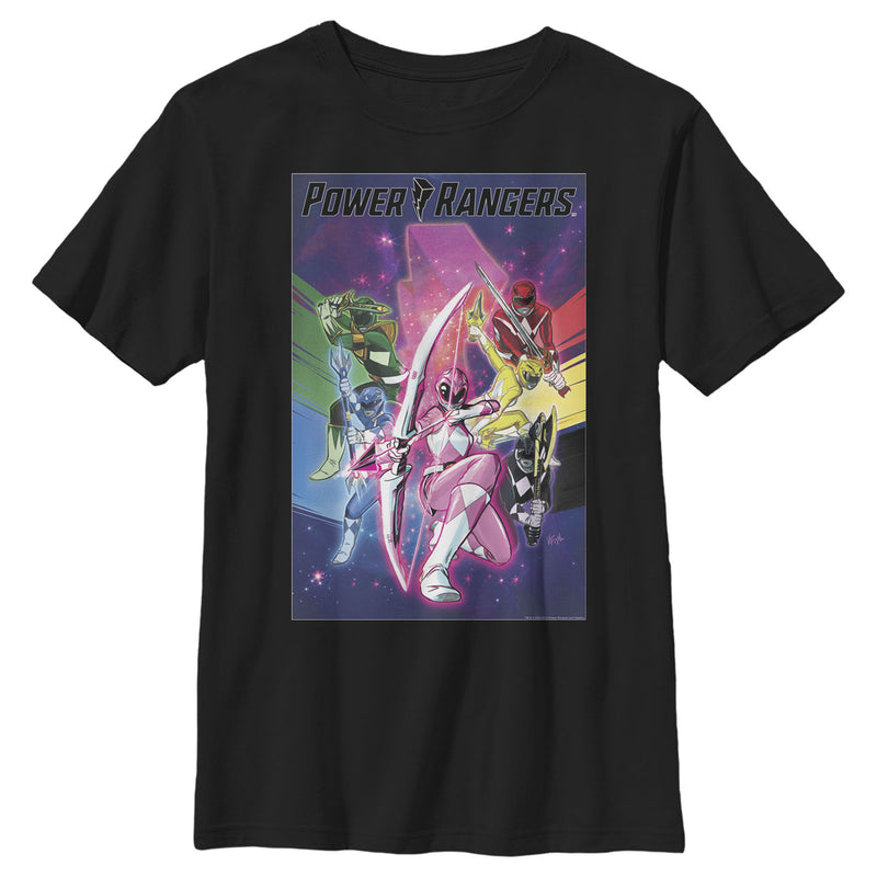 Boy's Power Rangers Rainbow Poster T-Shirt