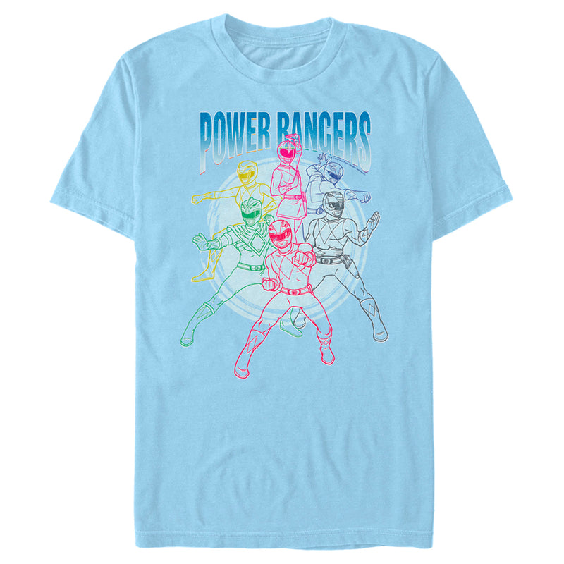 Men's Power Rangers Character Outlines T-Shirt