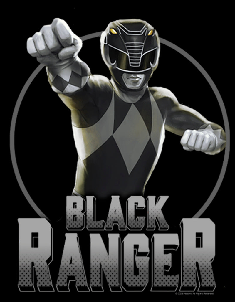 Men's Power Rangers Black Ranger Circle Portrait T-Shirt