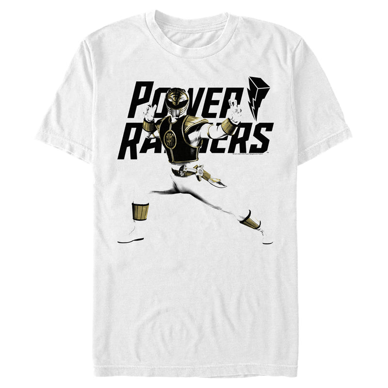 Men's Power Rangers White Ranger Fighting Stance T-Shirt