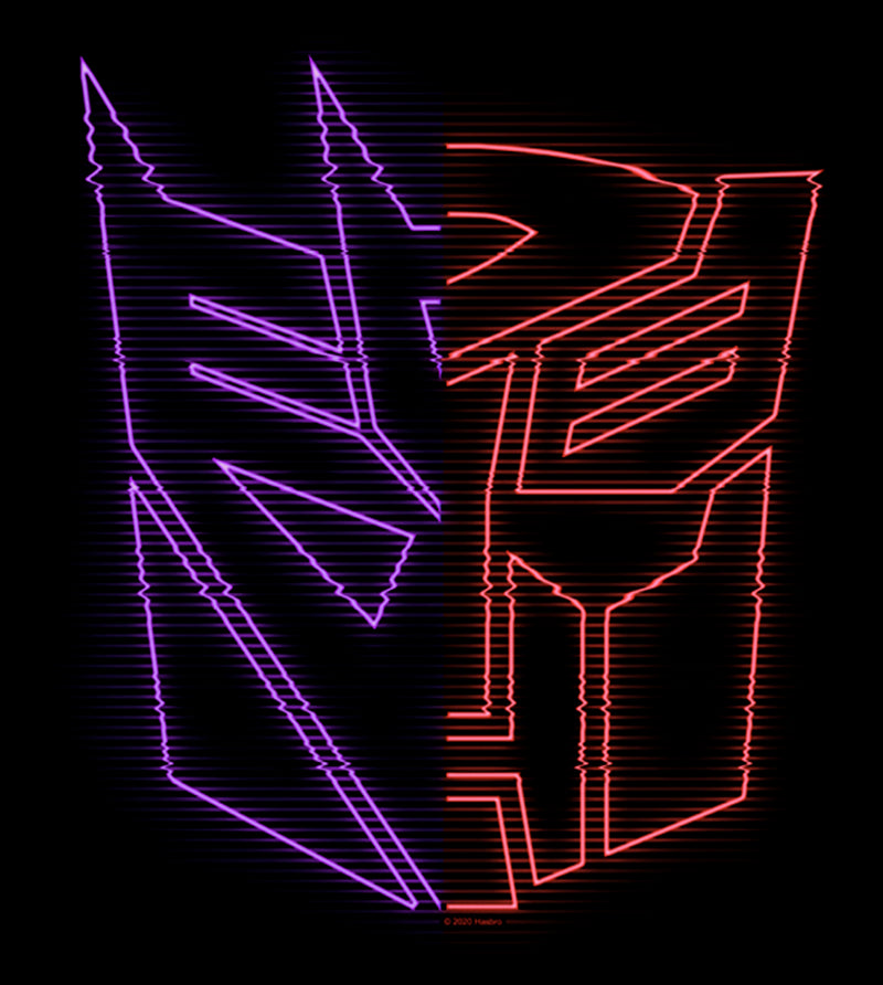 Men's Transformers Split Bot Neon Logo T-Shirt