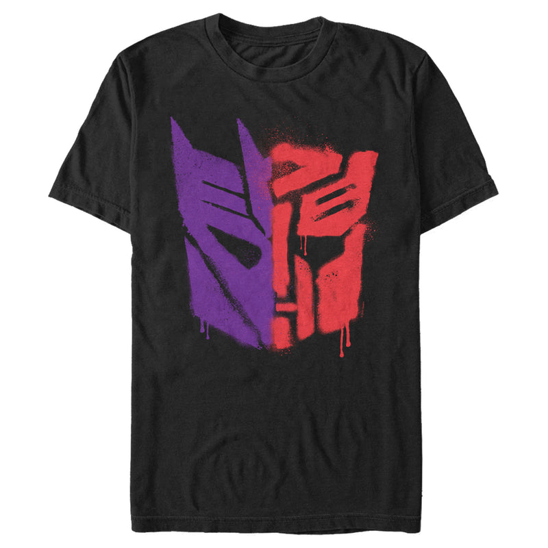 Men's Transformers Split Bot Graffiti Logo T-Shirt