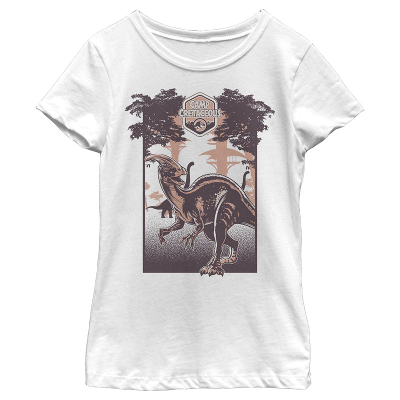 Girl's Jurassic World: Camp Cretaceous Dinosaur Travel Poster T-Shirt