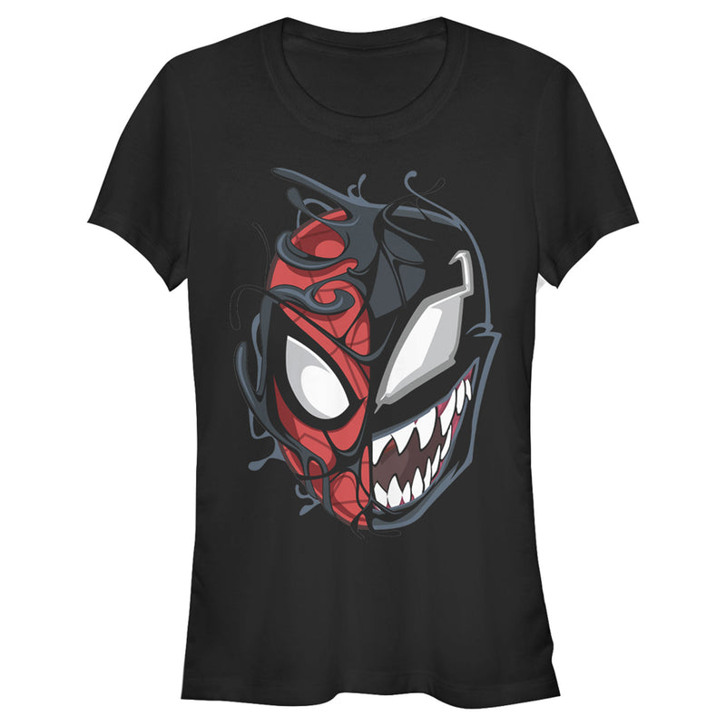 Junior's Marvel Spider-Man Venom Mask Split T-Shirt