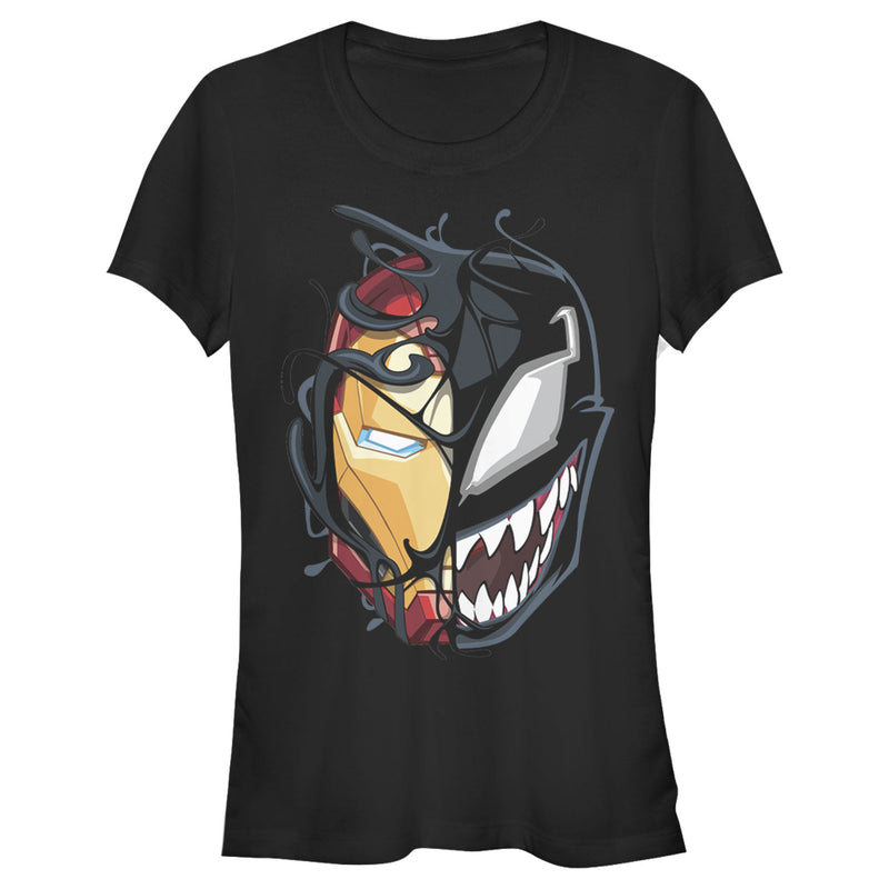 Junior's Marvel Iron Man Venom Mask Split T-Shirt