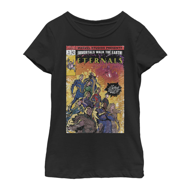 Girl's Marvel Eternals Retro Group Comic Book Cover T-Shirt