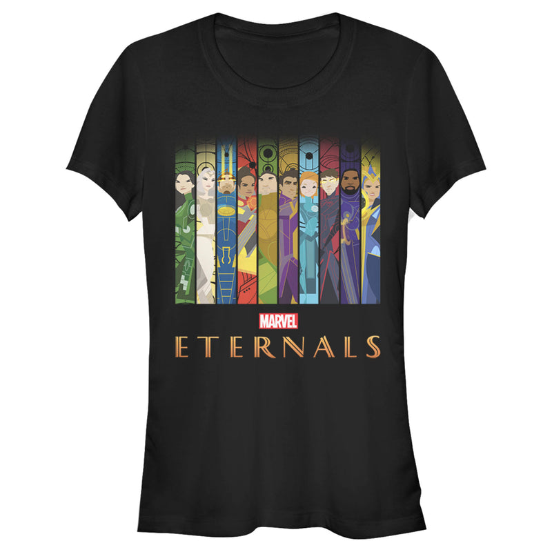 Junior's Marvel Eternals Animated Vertical Boxes Poster T-Shirt